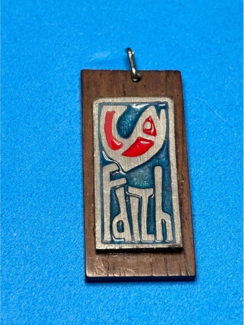 Vintage Italian Faith Fish Wood Pendant